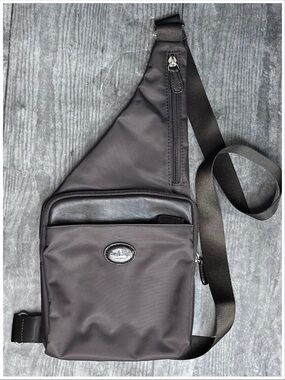 Toscanino Brown Nylon and Leather Crossbody Messenger Bag